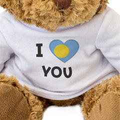 I LOVE YOU (PALAU FLAG) - Teddy Bear - Cute Cuddly Soft - Romantic Gift Present