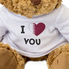 I LOVE YOU (QATAR FLAG) - Teddy Bear - Cute Funny - Qatari Romantic Gift Present