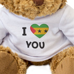 I LOVE YOU (SÃO TOMÉ & PRINCIPE FLAG) - Teddy Bear - Romantic Gift Present