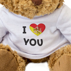 I LOVE YOU (SICILY FLAG) - Teddy Bear - Cute - Romantic Italian Gift Present