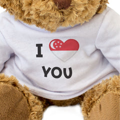 I LOVE YOU (SINGAPORE FLAG) - Teddy Bear - Singaporean Romantic Gift Present