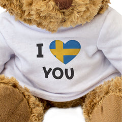 I LOVE YOU (SWEDISH FLAG) - Teddy Bear - Cute - Romantic Sweden Gift Present