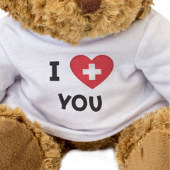 I LOVE YOU (SWISS FLAG) - Teddy Bear - Cute - Romantic Switzerland Gift Present