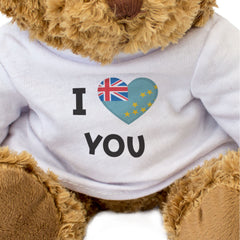 I LOVE YOU (TUVALU FLAG) - Teddy Bear - Cute Cuddly - Romantic Gift Present