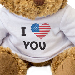 I LOVE YOU (USA FLAG) - Teddy Bear - Cute - Romantic American Gift Present
