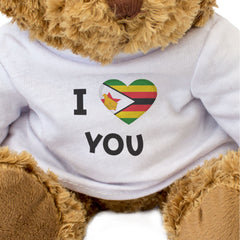 I LOVE YOU (ZIMBABWE FLAG) - Teddy Bear - Cute Cuddly - Romantic Gift Present
