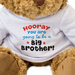 HOORAY YOU ARE GOING TO BE A BIG BROTHER - Cute - Teddy Bear - Gift Present