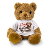 I LOVE GOLDEN RETRIEVERS (ARTWORK) - Teddy Bear - Cute Cuddly - Gift Present
