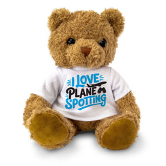 I LOVE PLANE SPOTTING (BLUE ARTWORK) - Teddy Bear - Cute Cuddly - Gift Present