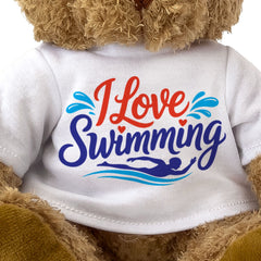 I LOVE SWIMMING (ARTWORK) - Teddy Bear - Cute Cuddly Soft - Gift Present