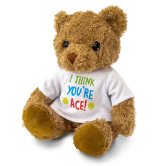 I THINK YOU'RE ACE - Teddy Bear - Cute Cuddly Soft - Tennis Fan Gift Present
