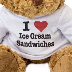 I LOVE ICE CREAM SANDWICHES - Teddy Bear - Cute Cuddly Soft - Gift Present