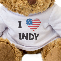 I LOVE INDY (USA FLAG) - Teddy Bear - Funny Indianapolis Souvenir Gift Present