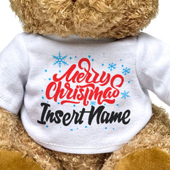 MERRY CHRISTMAS PERSONALISED NAME - Teddy Bear - Cute - Xmas Gift Present