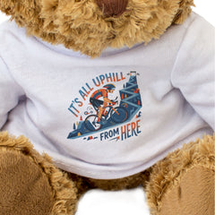 IT'S ALL UPHILL FROM HERE (ZIG ZAG) - Teddy Bear - Cute - Cyclist Gift Present