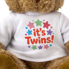 IT'S TWINS! - Cute Cuddly Soft Adorable - Teddy Bear - Gender Reveal Gift Present