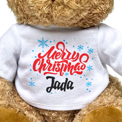 MERRY CHRISTMAS JADA - Teddy Bear - Cute Cuddly Soft - Xmas Gift Present