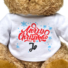 MERRY CHRISTMAS JO - Teddy Bear - Cute Cuddly Soft - Xmas Gift Present