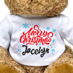 MERRY CHRISTMAS JOCELYN - Teddy Bear - Cute Cuddly Soft - Xmas Gift Present