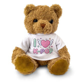 I LOVE K-POP (PINK HEART) - Teddy Bear - Cute Cuddly Funny Soft - Gift Present