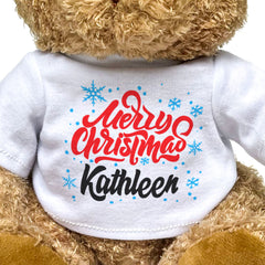 MERRY CHRISTMAS KATHLEEN - Teddy Bear - Cute Cuddly Soft - Xmas Gift Present