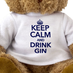 KEEP CALM AND DRINK GIN - Teddy Bear - Cute Cuddly Soft - Funny Gift Present