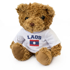 LAOS + FLAG - Teddy Bear - Cute Cuddly Funny - Laotian Souvenir Gift Present