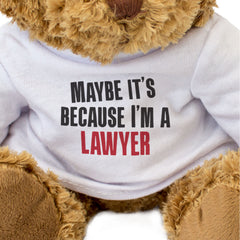 MAYBE IT'S BECAUSE I'M A LAWYER - Teddy Bear - Cute Cuddly - Funny Gift Present