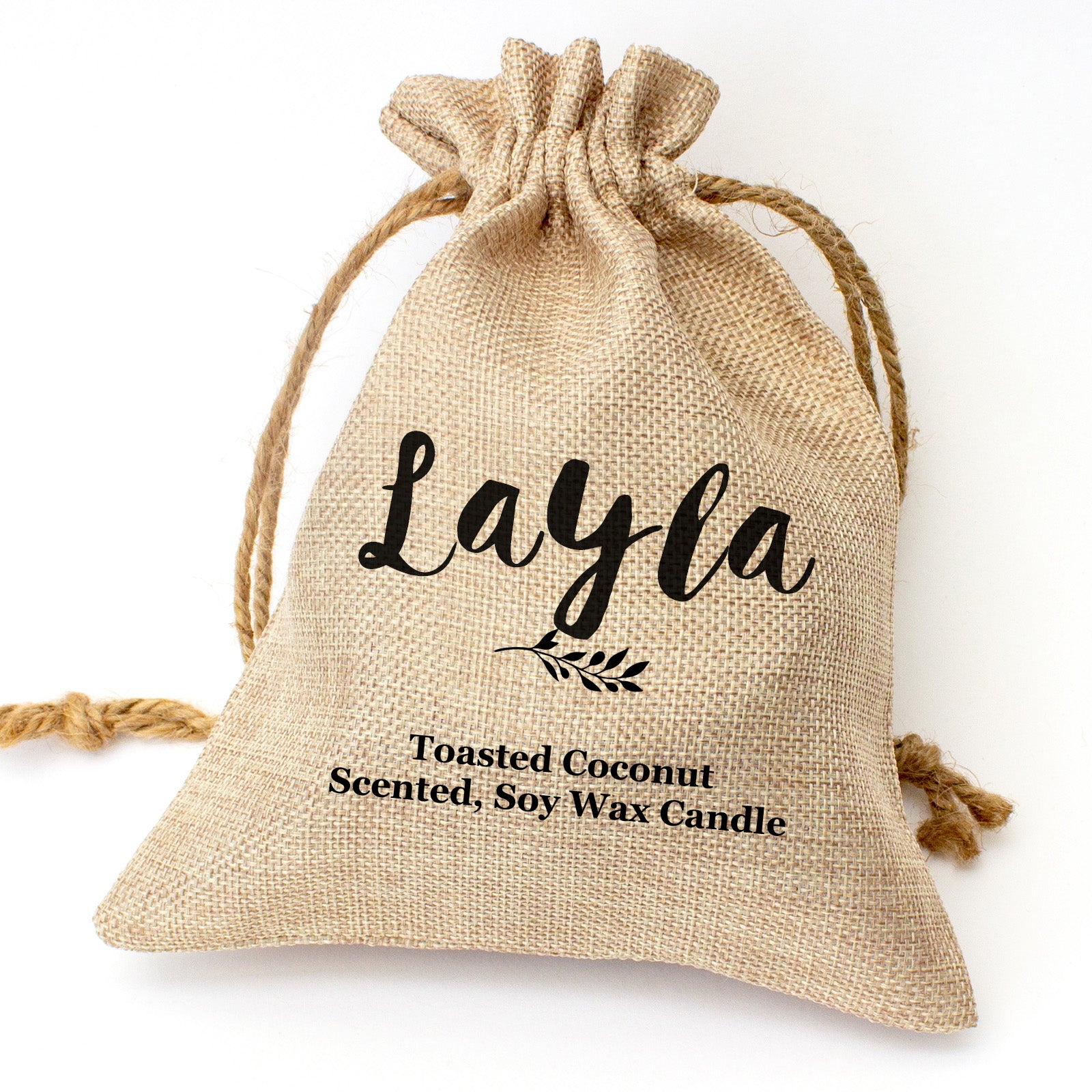 Layla personalised toasted coconut candle gift set