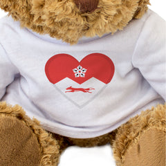 LEICESTERSHIRE FLAG HEART - Teddy Bear - Cute Cuddly Soft - Gift Present