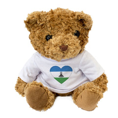 LESOTHO FLAG HEART - Teddy Bear - Cute Cuddly Soft Adorable - Gift Present