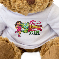 LIFE IS BETTER WITH GIN - Teddy Bear - Cute Cuddly Soft - Funny Gift Present