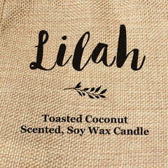 Lilah personalised faux-burlap candle gift bag