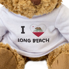 I LOVE LONG BEACH (CALIFORNIA FLAG) - Teddy Bear - Cute Cuddly - Gift Present