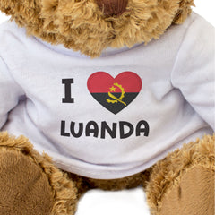 I LOVE LUANDA (ANGOLA FLAG) - Teddy Bear - Cute Cuddly - Gift Present