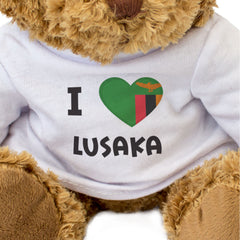 I LOVE LUSAKA (ZAMBIA FLAG) - Teddy Bear - Cute Cuddly - Gift Present