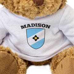 MADISON CITY FLAG - Teddy Bear - Cute Cuddly Soft - Wisconsin Gift Present