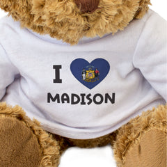 I LOVE MADISON (WISCONSIN FLAG) - Teddy Bear - Cute Cuddly - Gift Present