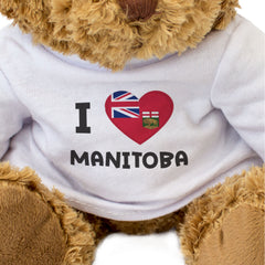 I LOVE MANITOBA FLAG - Teddy Bear - Cute Cuddly Soft - Canada Gift Present