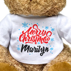 MERRY CHRISTMAS MARILYN - Teddy Bear - Cute Cuddly Soft - Xmas Gift Present