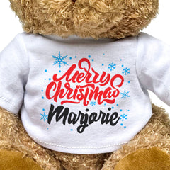 MERRY CHRISTMAS MARJORIE - Teddy Bear - Cute Cuddly Soft - Xmas Gift Present