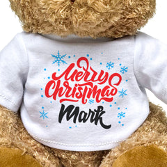 MERRY CHRISTMAS MARK - Teddy Bear - Cute Cuddly Soft - Xmas Gift Present
