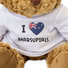I LOVE MARUSPIALS (AUSTRALIA FLAG) - Teddy Bear - Funny Souvenir Gift Present