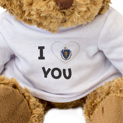 I LOVE YOU (MASSACHUSETTS FLAG) - Teddy Bear - Cute - Romantic Gift Present