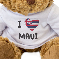 I LOVE MAUI (HAWAII FLAG) - Teddy Bear - Cute Funny Souvenir Gift Present