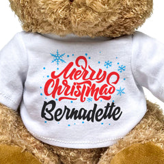MERRY CHRISTMAS BERNADETTE - Teddy Bear - Cute Cuddly Soft - Xmas Gift Present