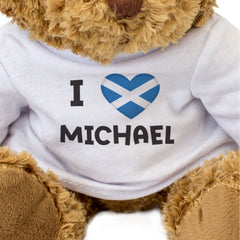 I LOVE MICHAEL (SCOTLAND FLAG) - Teddy Bear - Cute - Funny Scottish Gift Present