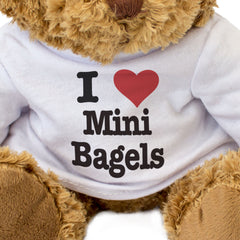 I LOVE MINI BAGELS - Teddy Bear - Cute Cuddly Soft Adorable - Gift Present