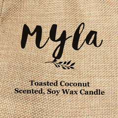 Myla personalised faux-burlap candle gift bag