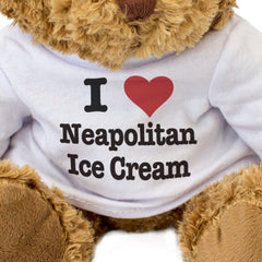 I LOVE NEAPOLITAN ICE CREAM - Teddy Bear - Cute Cuddly Soft - Gift Present